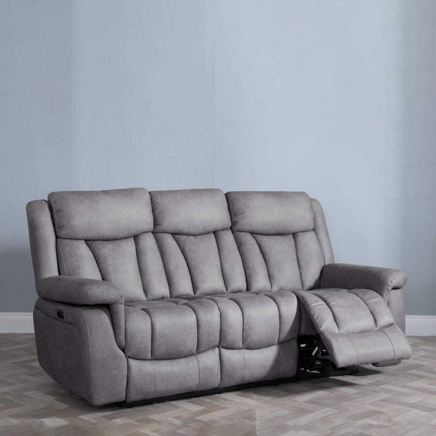 Dylan Grey Fabric 3 Seater Electric Recliner Sofa-4