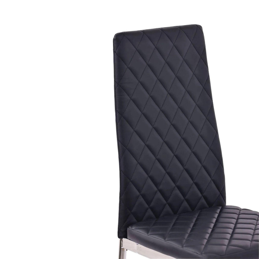 Clearance - Metro Dining Chairs in Black Colour Leather and Chrome Metal Legs-7