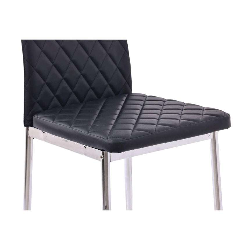 Clearance - Metro Dining Chairs in Black Colour Leather and Chrome Metal Legs-11