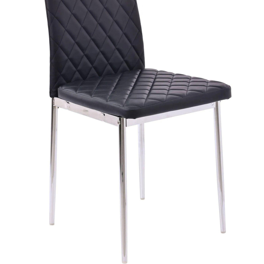 Clearance - Metro Dining Chairs in Black Colour Leather and Chrome Metal Legs-12