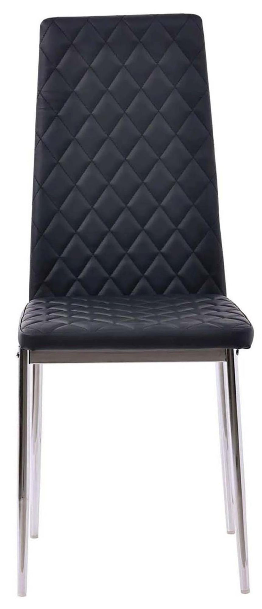 Clearance - Metro Dining Chairs in Black Colour Leather and Chrome Metal Legs-2