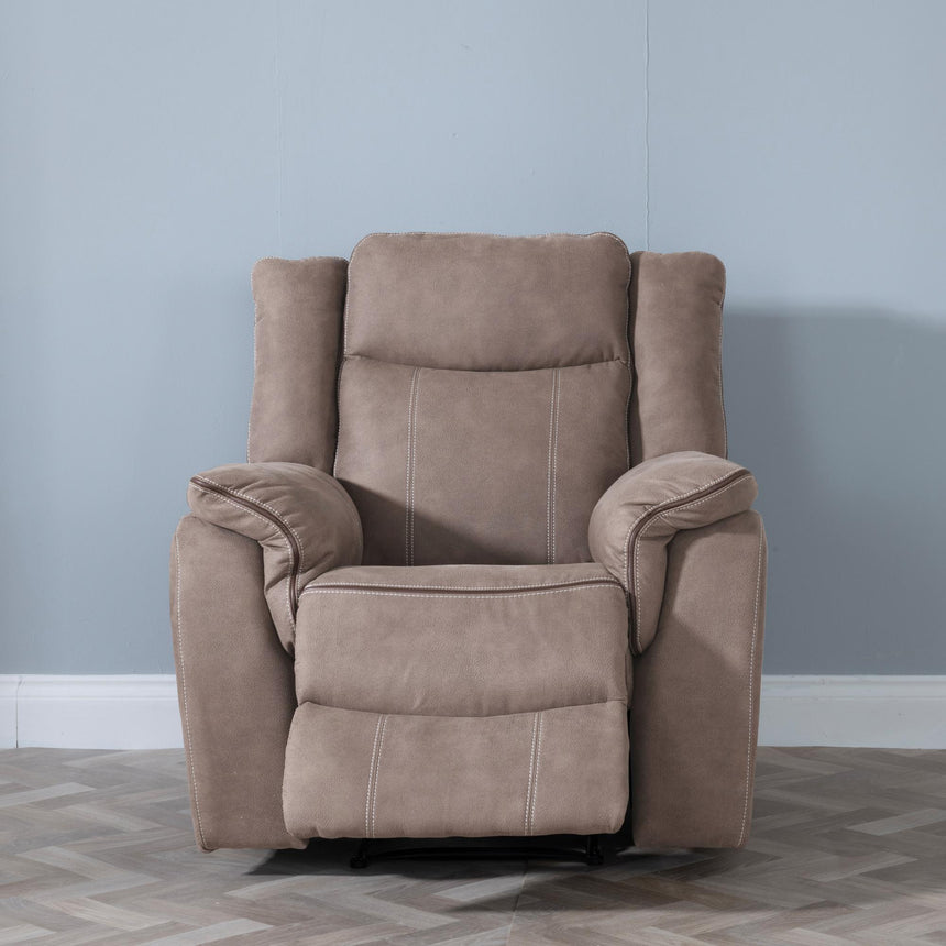 Seville Brown Fabric Recliner Armchair-2