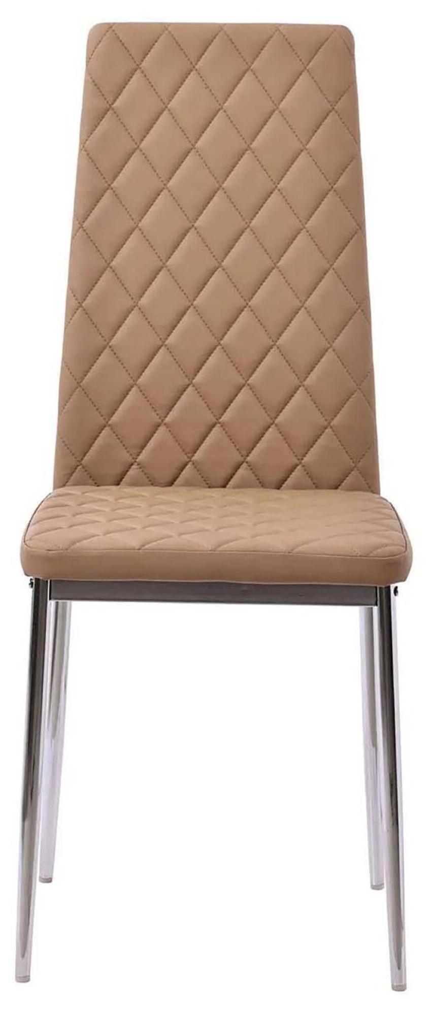 Clearance - Metro Dining Chairs in Cappuccino Colour Leather and Chrome Metal Legs-6