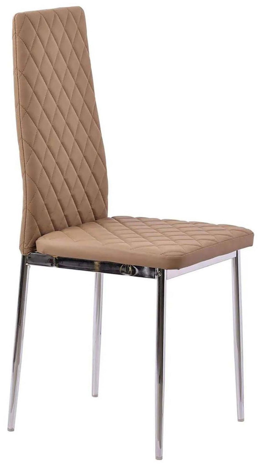 Clearance - Metro Dining Chairs in Cappuccino Colour Leather and Chrome Metal Legs-3