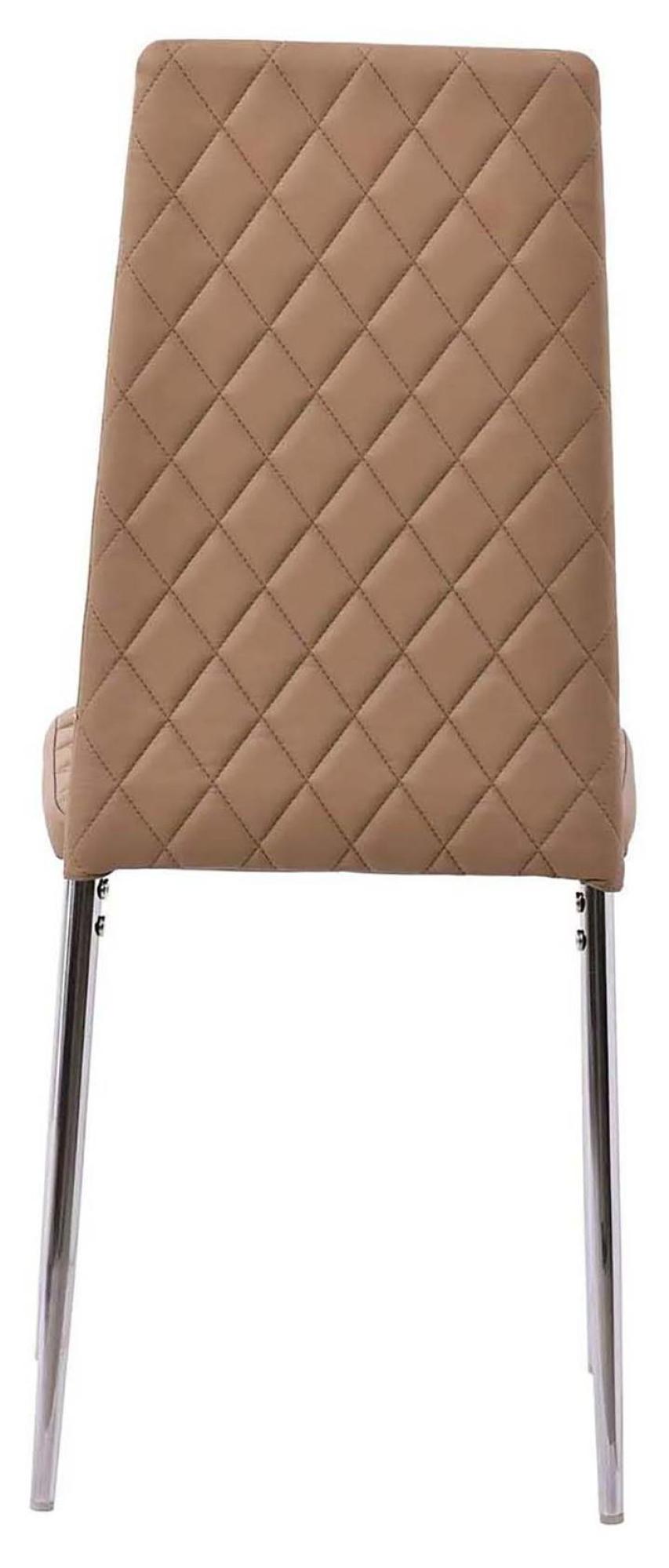 Clearance - Metro Dining Chairs in Cappuccino Colour Leather and Chrome Metal Legs-11