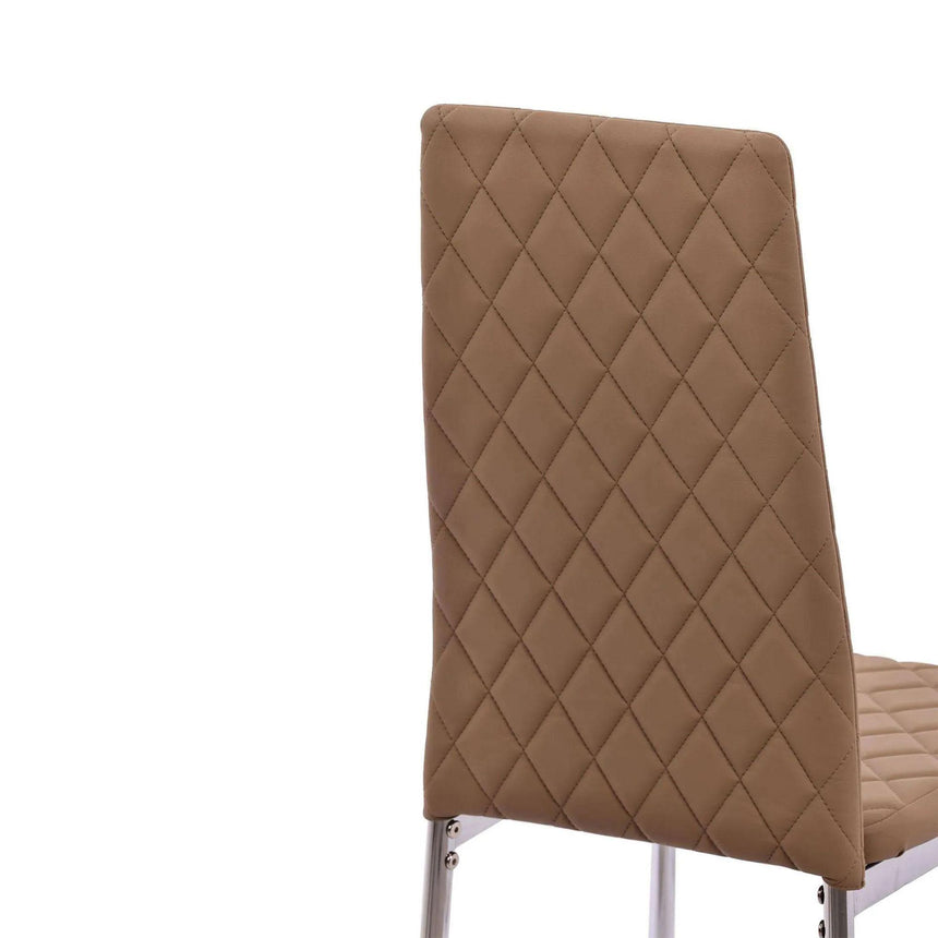 Clearance - Metro Dining Chairs in Cappuccino Colour Leather and Chrome Metal Legs-12