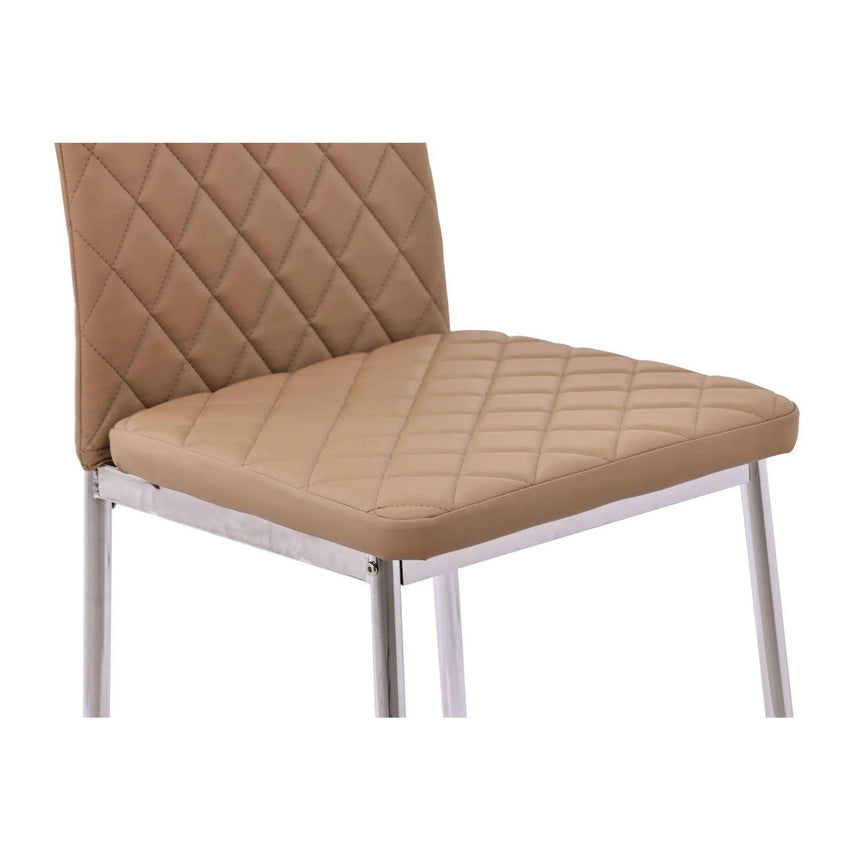 Clearance - Metro Dining Chairs in Cappuccino Colour Leather and Chrome Metal Legs-9