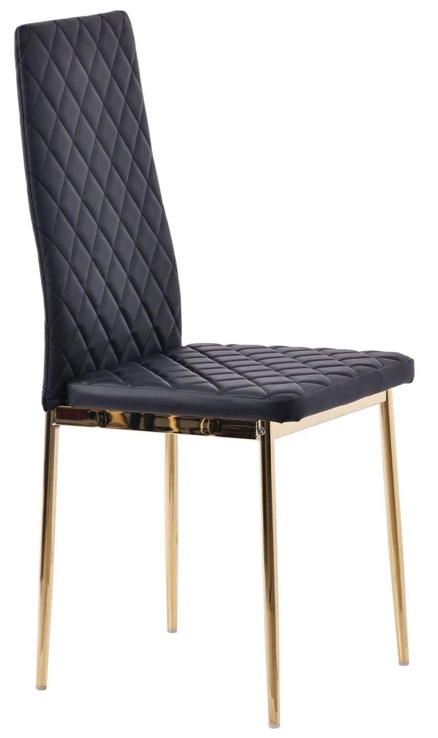 Clearance - Metro Dining Chairs in Black Colour Leather and Gold Metal Legs-5