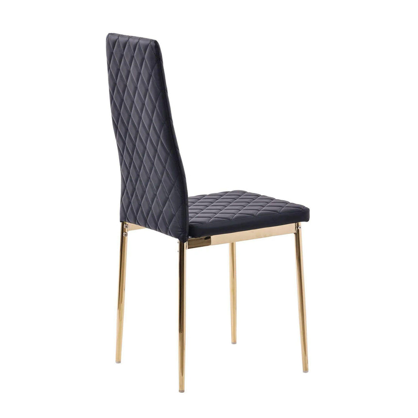 Clearance - Metro Dining Chairs in Black Colour Leather and Gold Metal Legs-7