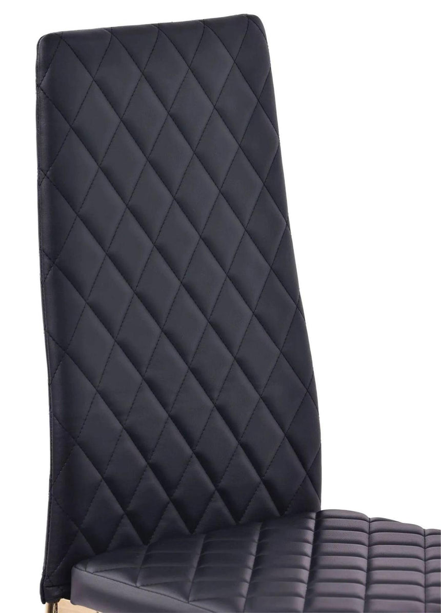 Clearance - Metro Dining Chairs in Black Colour Leather and Gold Metal Legs-8
