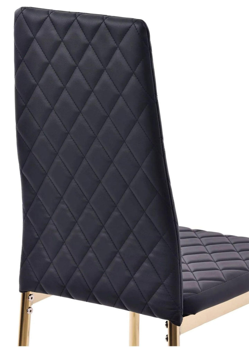 Clearance - Metro Dining Chairs in Black Colour Leather and Gold Metal Legs-9