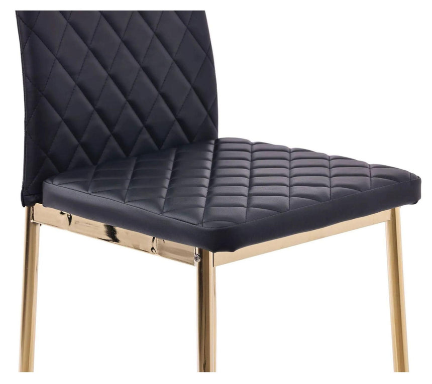 Clearance - Metro Dining Chairs in Black Colour Leather and Gold Metal Legs-10
