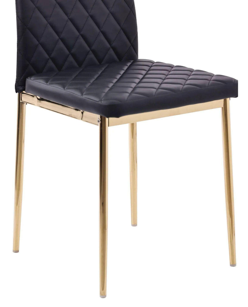 Clearance - Metro Dining Chairs in Black Colour Leather and Gold Metal Legs-11