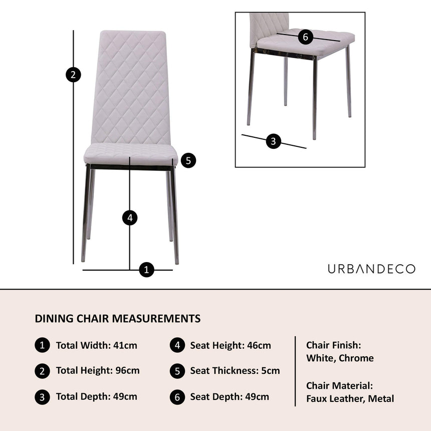 Clearance - Metro Dining Chairs in White Colour Leather and Chrome Metal Legs-5