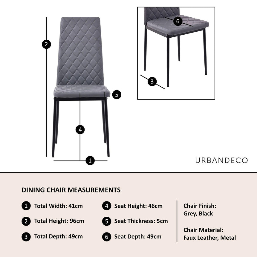 Clearance - Metro Dining Chairs in Grey Colour Leather and Black Metal Legs-11