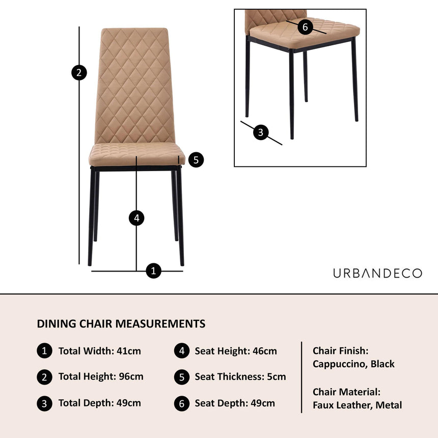 Clearance - Metro Dining Chairs in Cappuccino Colour Leather and Black Metal Legs-8