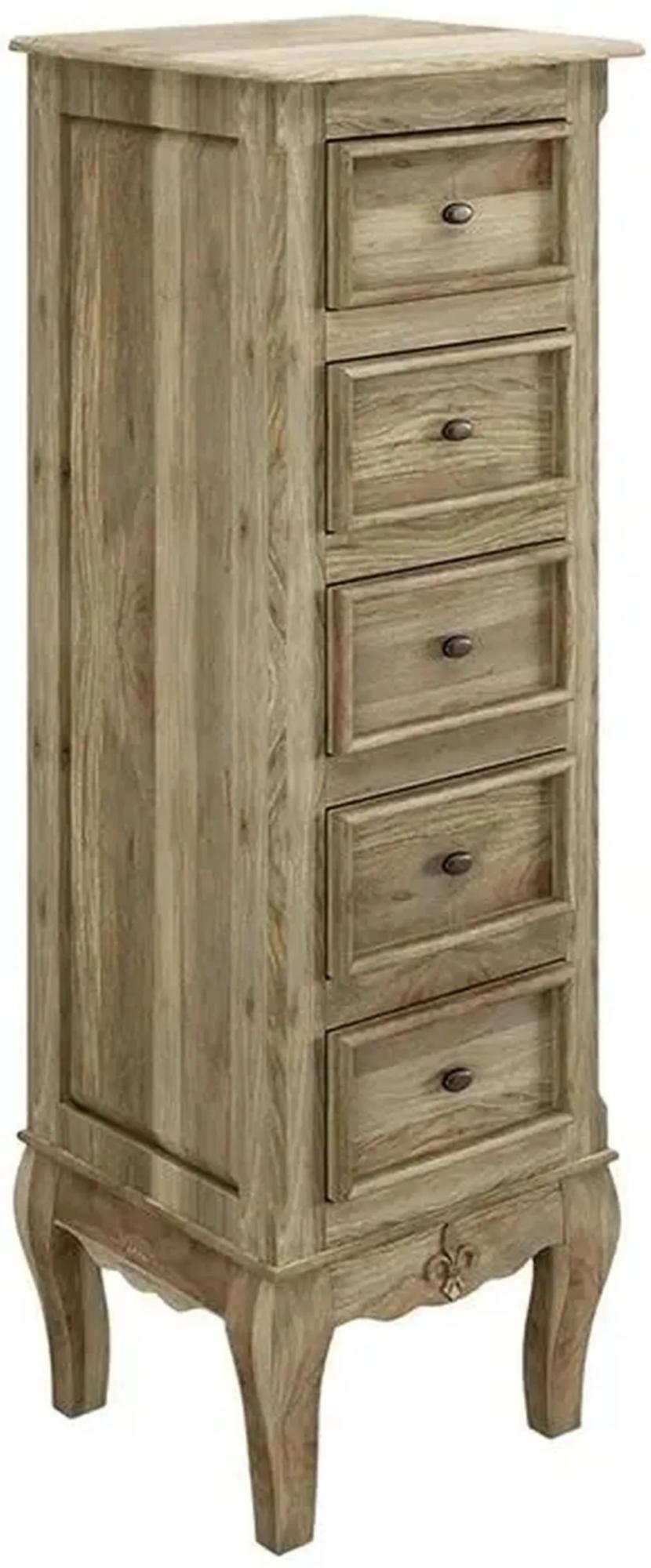 Fleur French Style Grey Narrow Tall Chest - 5 Drawers-3