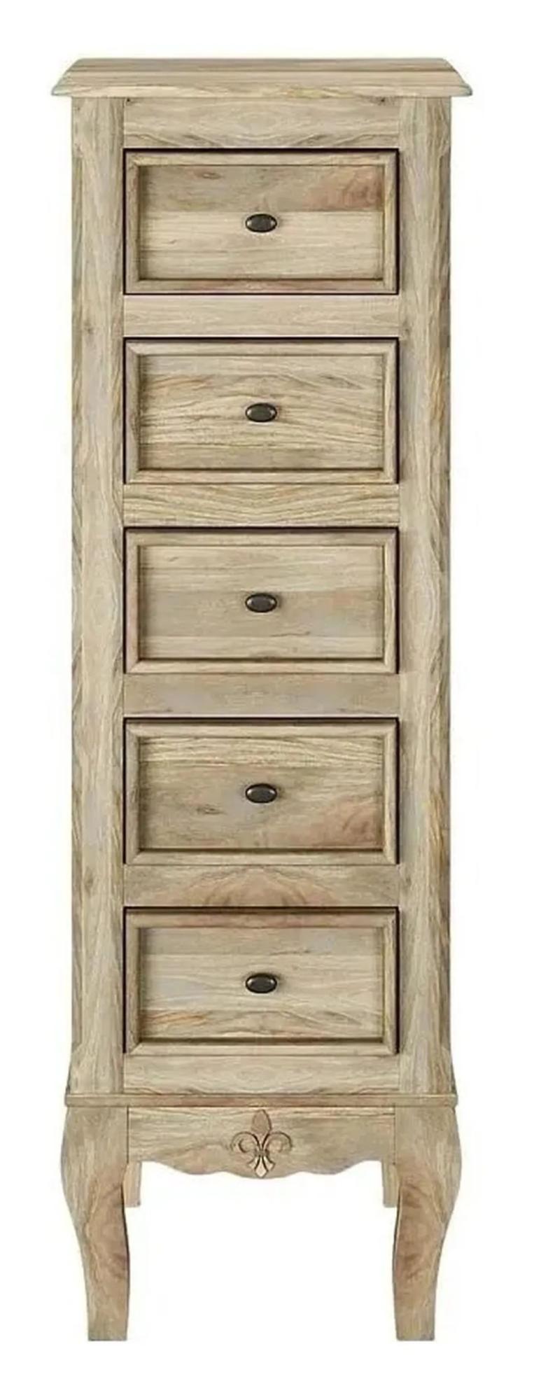 Fleur French Style Grey Narrow Tall Chest - 5 Drawers-4