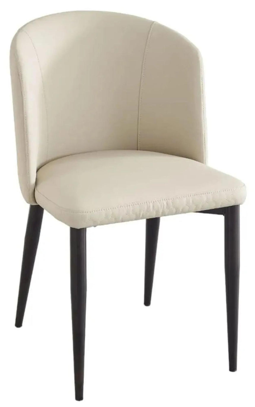 Deco Cream Leather Dining Chair with Black Legs-4