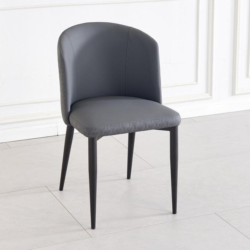Deco Dark Grey Leather Dining Chair with Black Legs-2