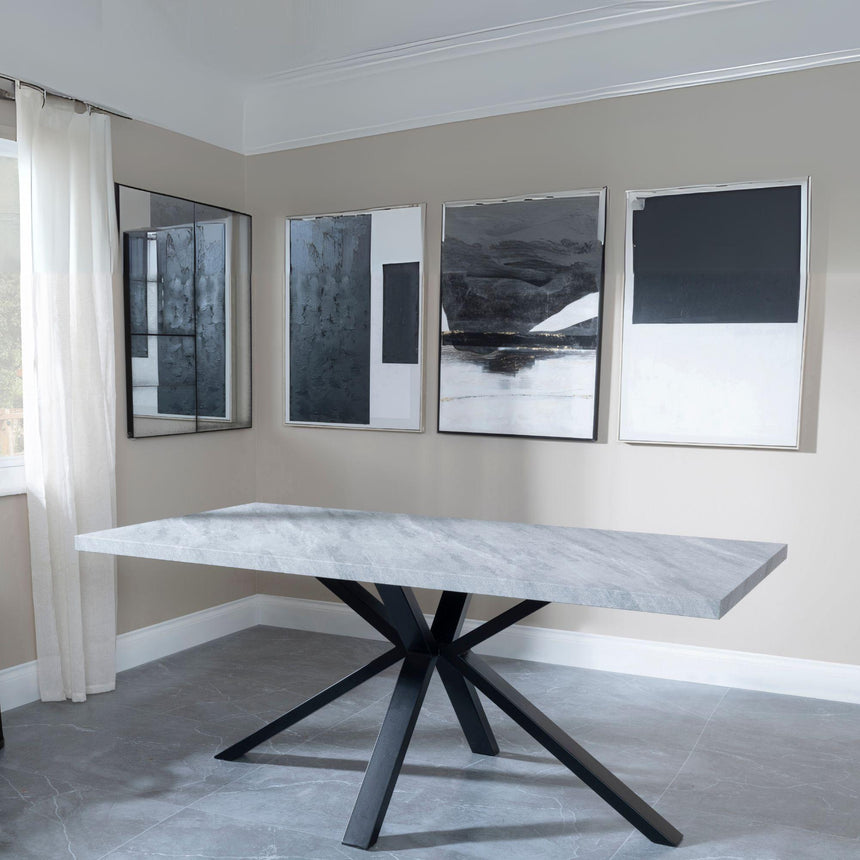 Ezra 6 Seater Grey Concrete Dining Table with Black Spider Legs - 180cm-4