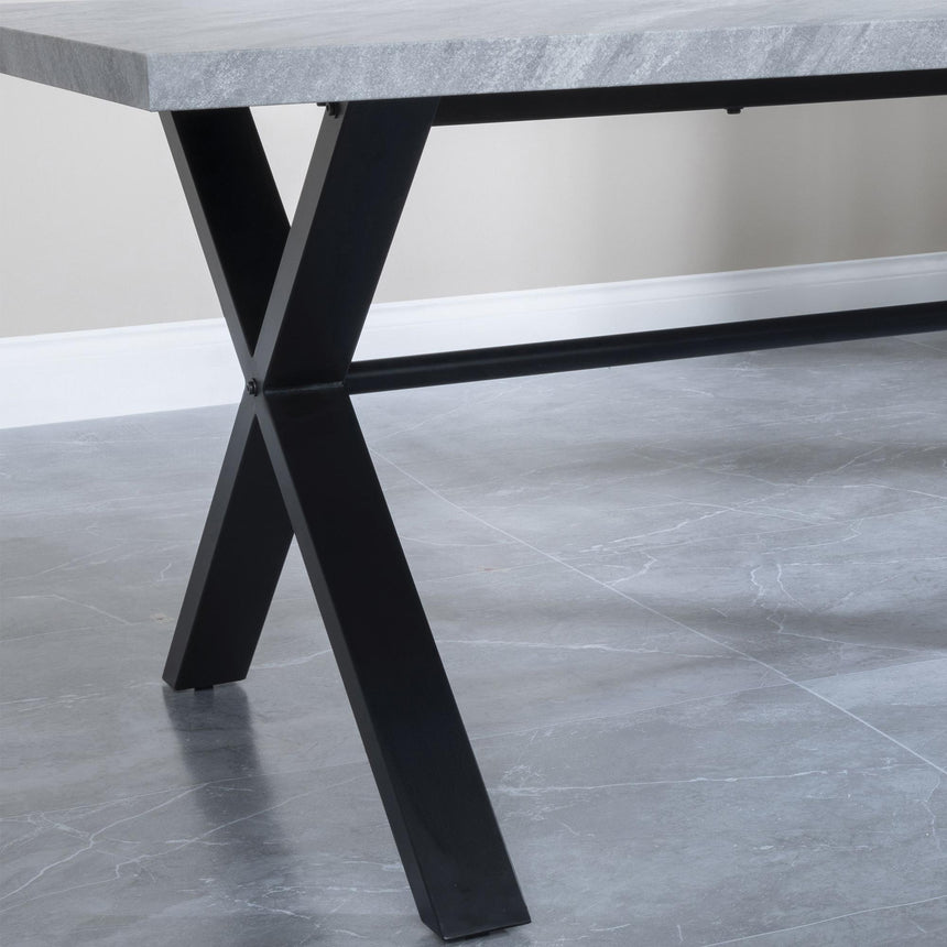 Ezra 8 Seater Grey Concrete Dining Table with Black Cross Legs - 200cm-5