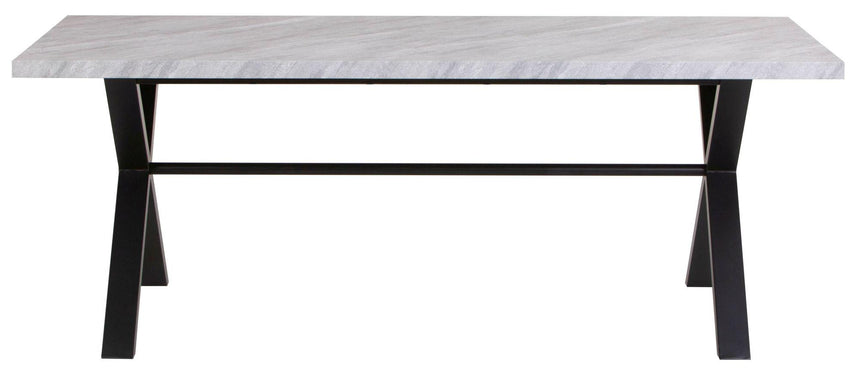 Ezra 8 Seater Grey Concrete Dining Table with Black Cross Legs - 200cm-7