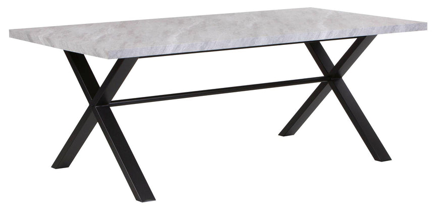 Ezra 8 Seater Grey Concrete Dining Table with Black Cross Legs - 200cm-8