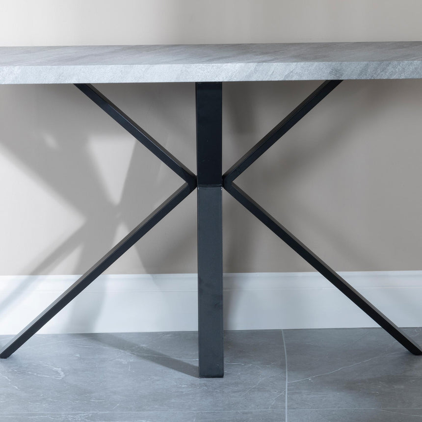 Ezra Grey Concrete Effect Console Table with Black Spider Legs-6
