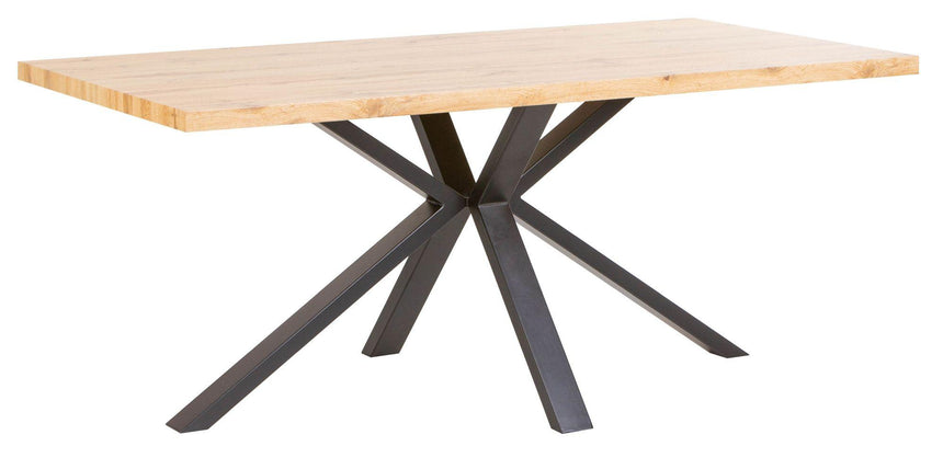 Ezra Oak 6 Seater Dining Table with Black Spider Legs - 180cm-8