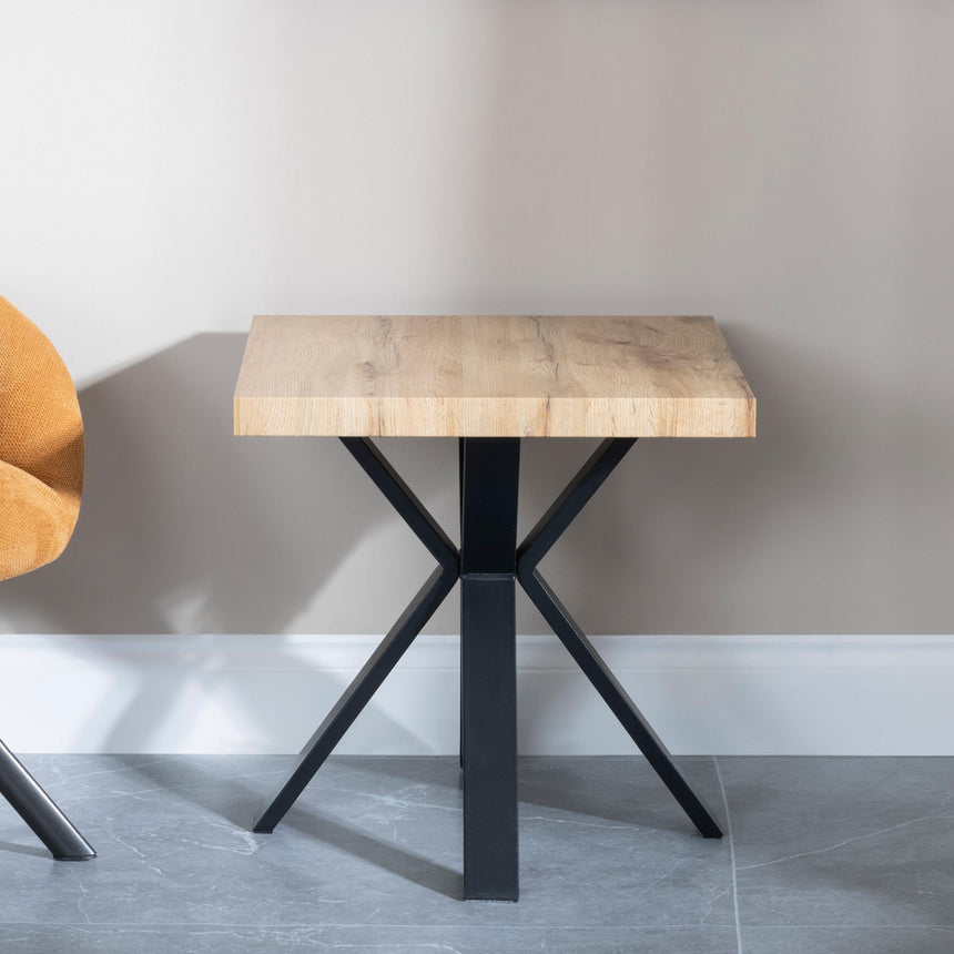 Ezra Oak Square End Table with Black Spider Legs-3