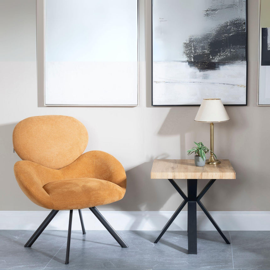 Ezra Oak Square End Table with Black Spider Legs-6