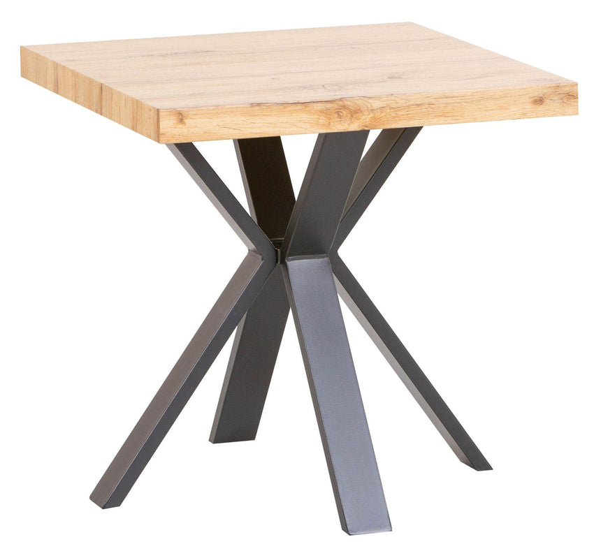 Ezra Oak Square End Table with Black Spider Legs-7