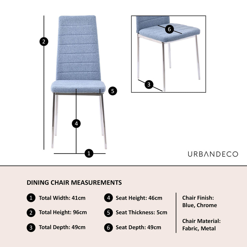 Clearance - Lido Dining Chair in Blue Colour Fabric with Chrome Legs-11