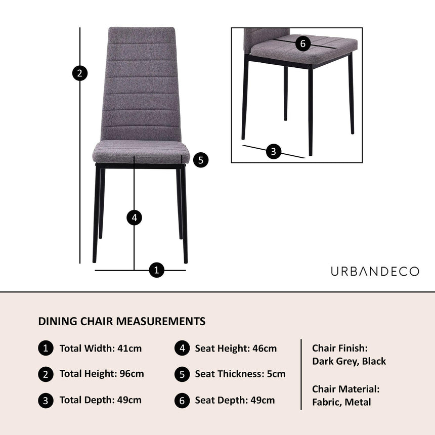 Clearance - Lido Dining Chair in Dark Grey Colour Fabric with Black Legs-6