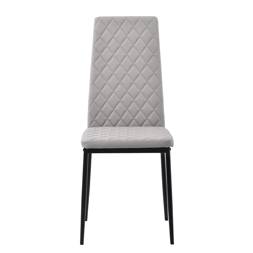 Clearance - Metro Dining Chairs in Beige Colour Leather and Black Metal Legs-5