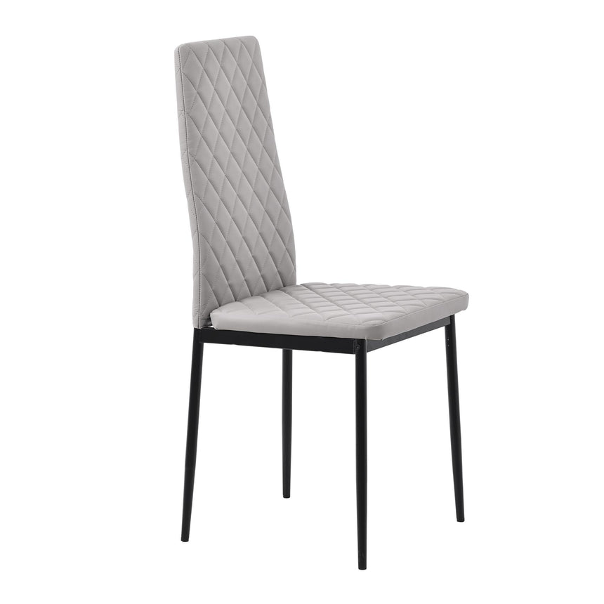 Clearance - Metro Dining Chairs in Beige Colour Leather and Black Metal Legs-4