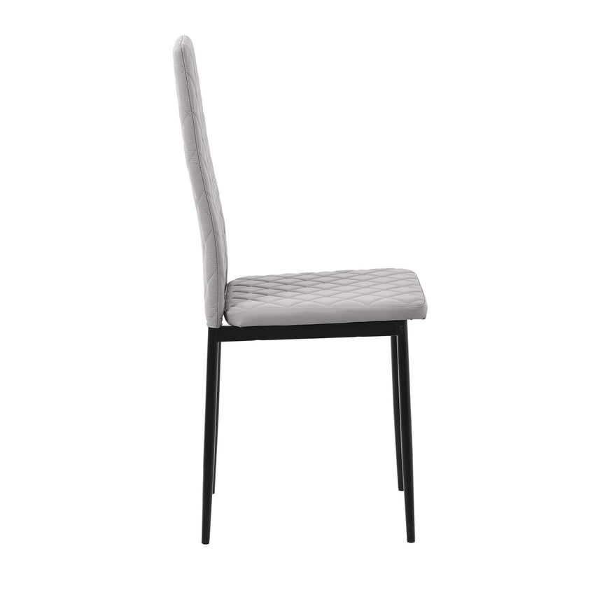 Clearance - Metro Dining Chairs in Beige Colour Leather and Black Metal Legs-5