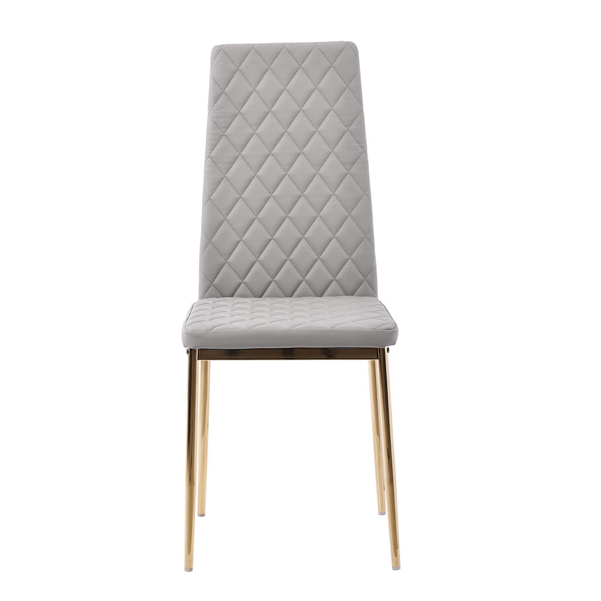 Clearance - Metro Dining Chairs in Beige Colour Leather and Gold Metal Legs-6