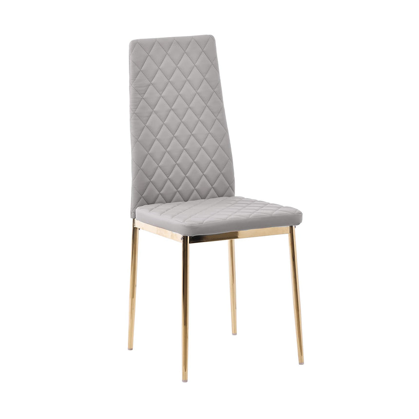 Clearance - Metro Dining Chairs in Beige Colour Leather and Gold Metal Legs-7