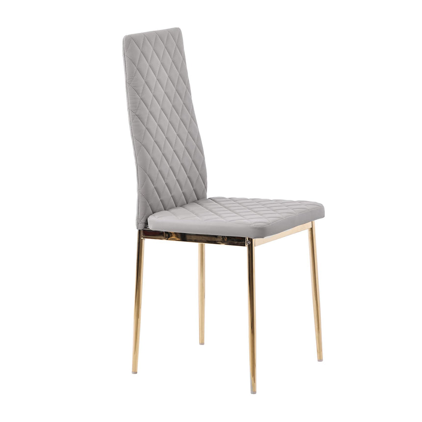 Clearance - Metro Dining Chairs in Beige Colour Leather and Gold Metal Legs-8