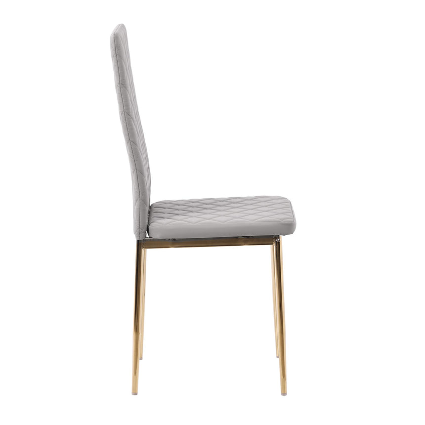 Clearance - Metro Dining Chairs in Beige Colour Leather and Gold Metal Legs-9