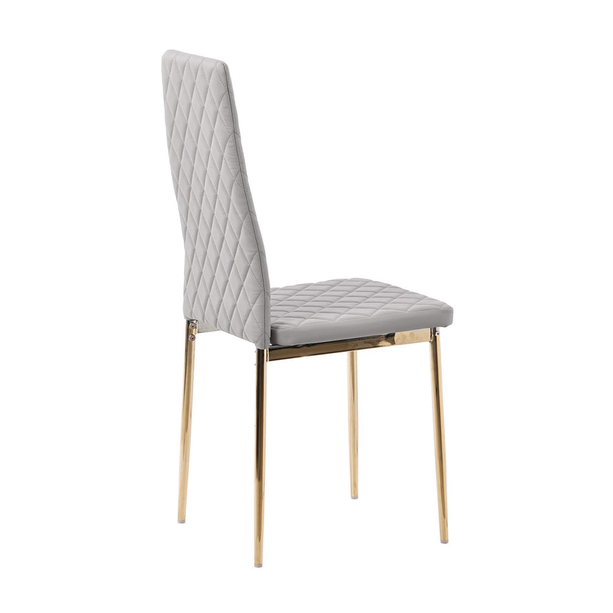 Clearance - Metro Dining Chairs in Beige Colour Leather and Gold Metal Legs-10