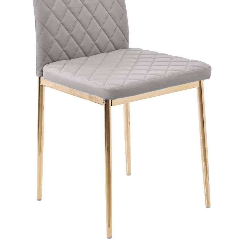 Clearance - Metro Dining Chairs in Beige Colour Leather and Gold Metal Legs-12