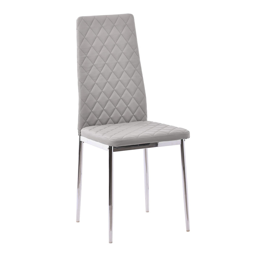 Clearance - Metro Dining Chairs in Beige Colour Leather and Chrome Metal Legs-6