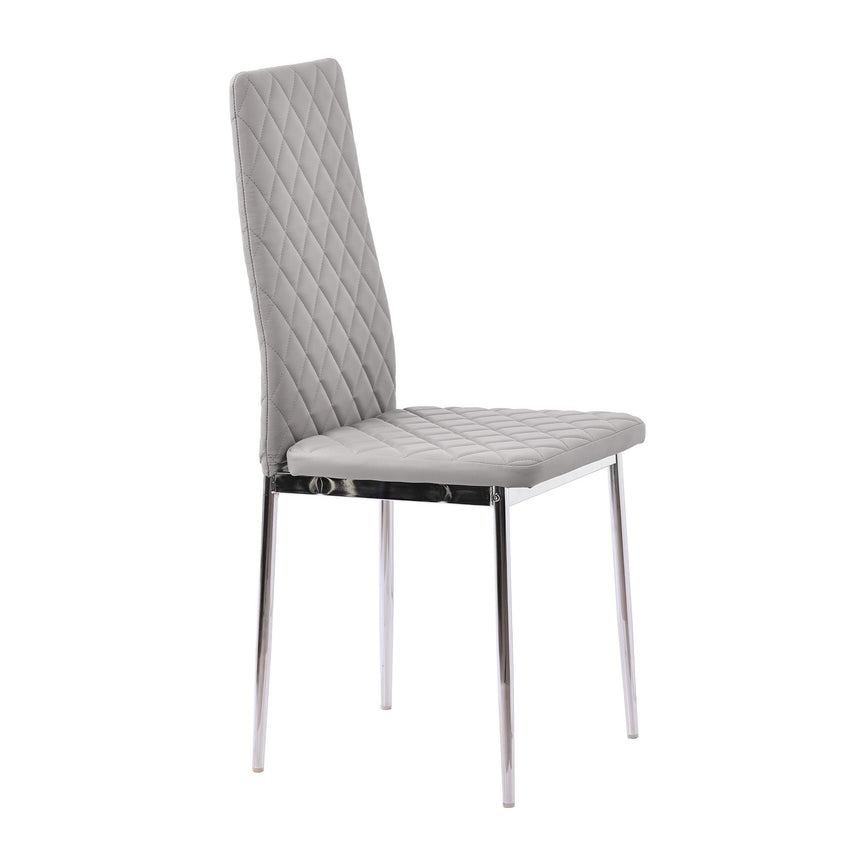 Clearance - Metro Dining Chairs in Beige Colour Leather and Chrome Metal Legs-7