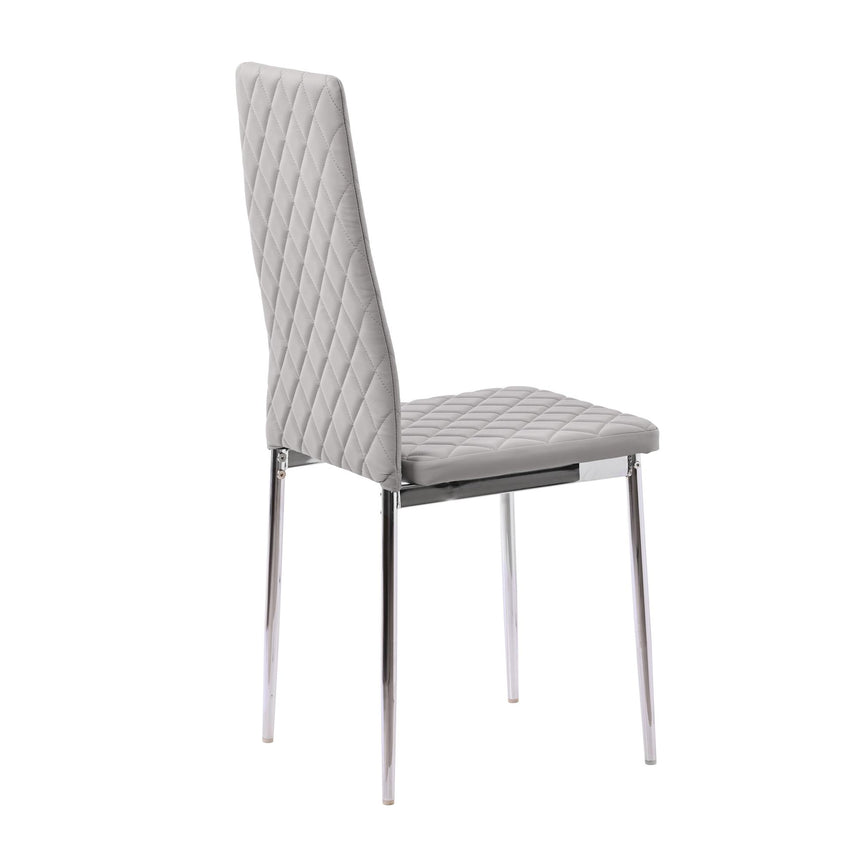 Clearance - Metro Dining Chairs in Beige Colour Leather and Chrome Metal Legs-6