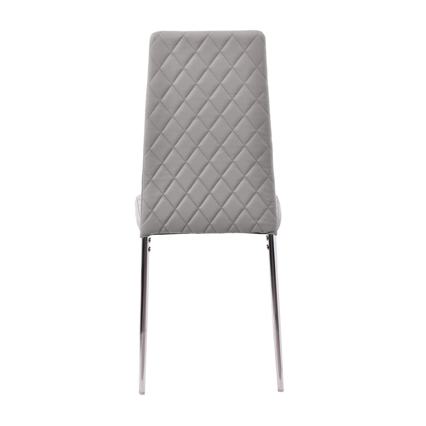 Clearance - Metro Dining Chairs in Beige Colour Leather and Chrome Metal Legs-11