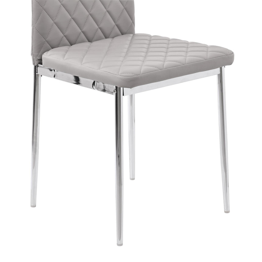 Clearance - Metro Dining Chairs in Beige Colour Leather and Chrome Metal Legs-13