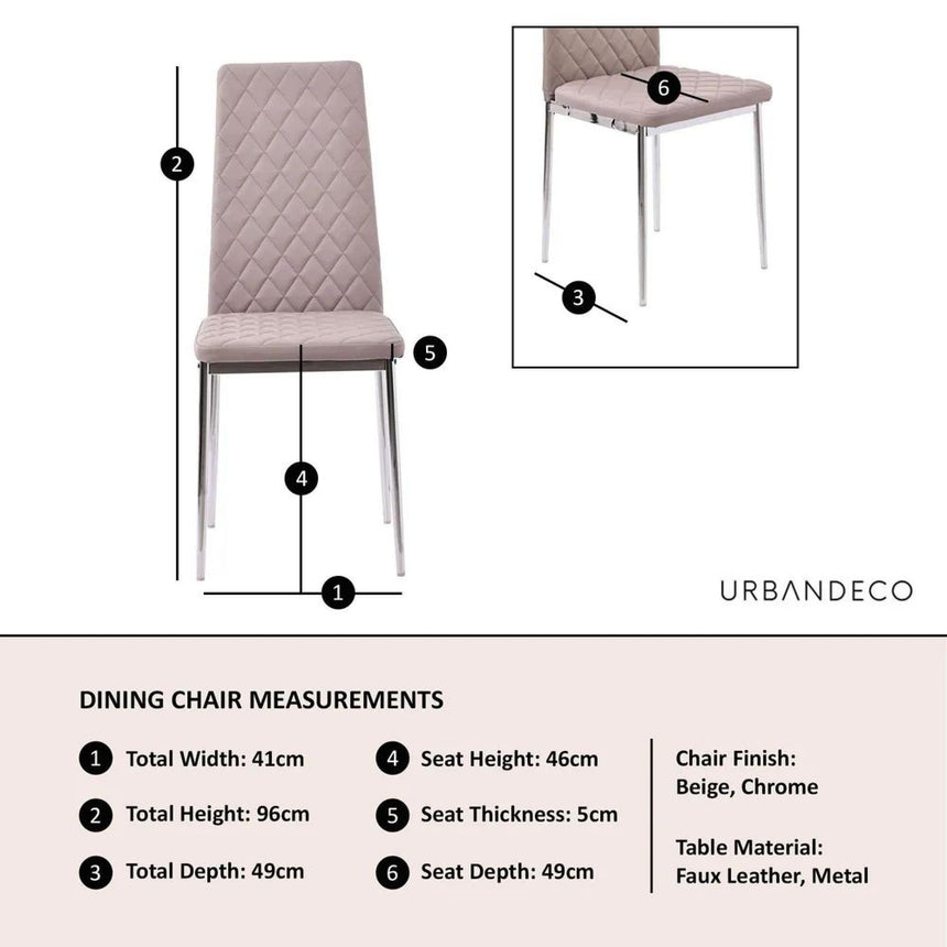 Clearance - Metro Dining Chairs in Beige Colour Leather and Chrome Metal Legs-15